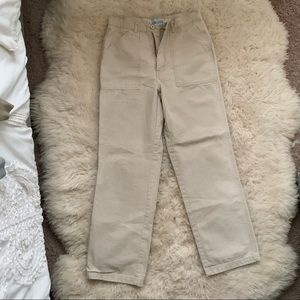 beige, high waisted carpenter pants